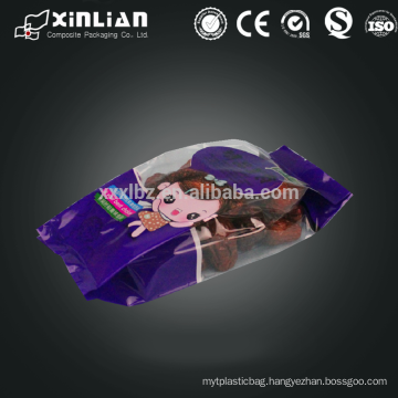 custom printed flat bottom plastic food packaging for jujube packaging